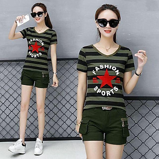 ĐỒ BỘ NỮ ÁO LOGO NGÔI SAO QUẦN SORT TÚI HỘP CAO CẤP ĐỒ THỂ THAO DẠO PHỐ MẶC NHÀ