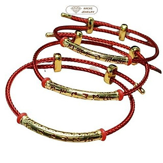 Vòng tay charm, dây cước đỏ xỏ vòng mix charm vàng, vòng tay may mắn