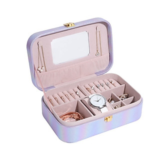 Hộp trang sức da Pu ( hàng cao cấp) - TẶNG MÓC KHÓA GỖ