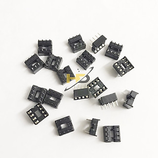 Combo 10 Chiếc Đế IC 8 Chân DIP-8 Loại Dẹp Nhựa Đen
