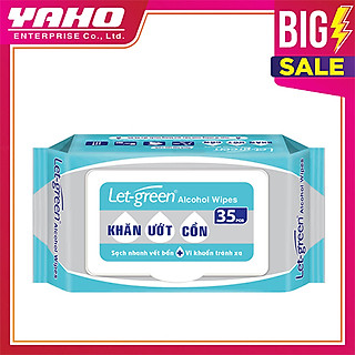 Bao Khăn Ướt Cồn LET-GREEN 35 Miếng/Bao