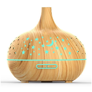 Máy Xông Tinh Dầu Đèn Xông Tinh Dầu Họa Tiết Trăng Sao 550ML (Tặng Tinh Dầu & Remote