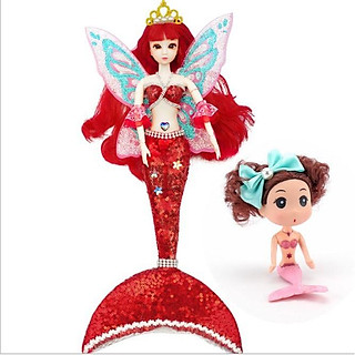 Búp Bê Tiên Cá Có Khớp Sắc Màu + Tặng Kèm Búp Bê Tiên Cá nhỏ Màu Ngẫu Nhiên