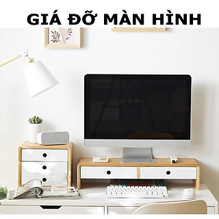 Kệ Đỡ Màn Hình Máy Tính Văn Phòng Có Ngăn Kéo; Giá Nâng Máy Tính Laptop Để Bàn; Trang Trí Bàn Làm Việc