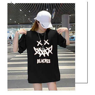 Áo thun phản quang nữ tay lỡ form rộng MẶT QUỶ ( Đen, Trắng )