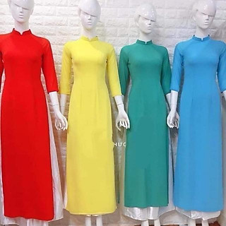 Áo dài lụa đỏ thái tuấn - Cổ vuông kèm quần,May riêng