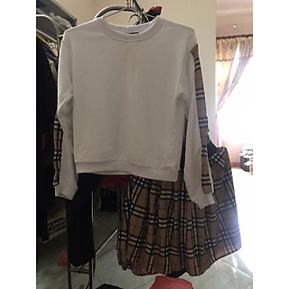 set áo pull chân váy kẻ size s