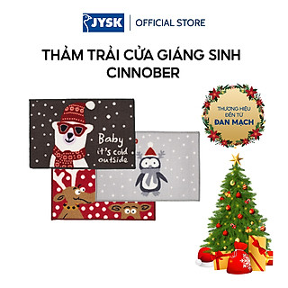Thảm trải cửa giáng sinh | JYSK Cinnober | nylon | xám/đỏ | R40xD60cm
