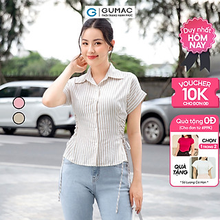 Áo kiểu dây thắt eo vải cotton mềm mát công sở đi tiệc sang trọng thời trang GUMAC AD09001
