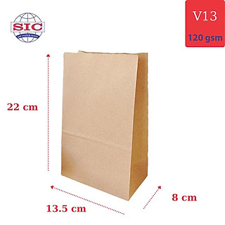 10 CHIẾC TÚI GIẤY KRAFT V13: 13.5x8x22 KHÔNG QUAI ( ẢNH THẬT)