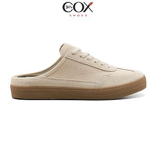 Giày Sục Đạp Gót Mules Vải Sneaker Unisex Nam Nữ DINCOX DC37 Lazy Mule Beige