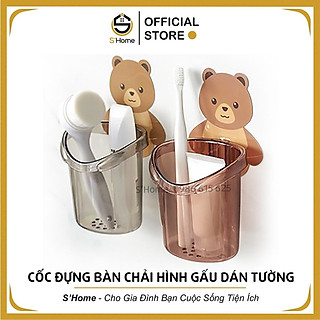 Cốc Đựng Bàn Chải Đánh Răng ️S'Home️ Cốc Gấu Dán Tường Đựng Đồ Dùng, Nhựa ABS, Nhỏ Gọn -  SH29