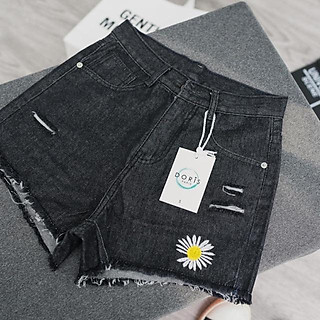 Quần đùi jean hoa cúc thêu , quần bò đùi, quần đùi cao cấp