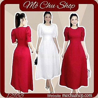 ĐẦM MIDI CHÍT EO TAY PHỒNG DÁNG XÒE 12989