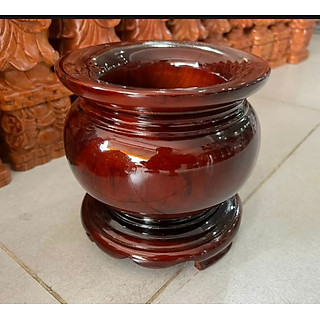 Bát nhang - lư hương gỗ tràm nguyên khối ngang 16cm