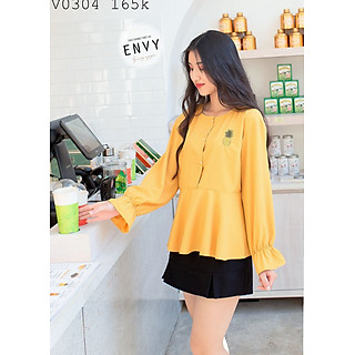 Áo babydoll tay phồng thêu thơm