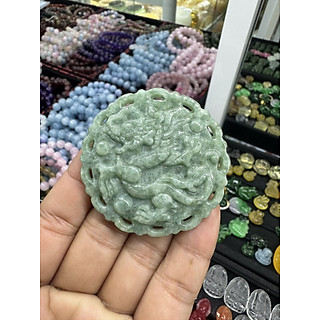 Mặt dây chuyền rồng cuộn phong thủy đá ngọc phỉ thúy