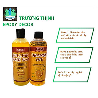 Bộ Sản Phẩm Dầu Lau Gỗ Và Sáp Ong Đánh Bóng Hương Cam Tự Nhiên - Trường Thịnh Sài Gòn