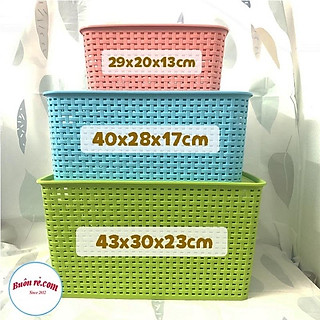 Giỏ đựng đồ giả mây phong cách Hàn Quốc/ Việt Nhật, thùng nhựa đan đủ size nhiều màu