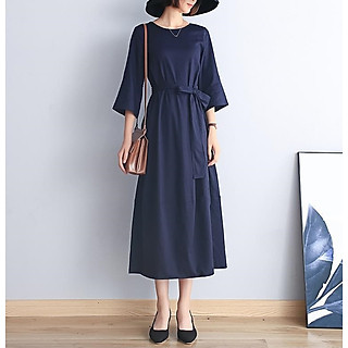 Đầm suông công sở chất liệu linen cao cấp, kèm đai thắt eo tôn dáng CS82