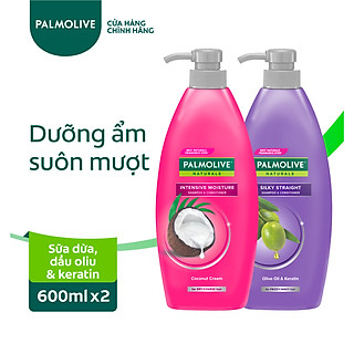 Bộ 2 dầu gội Palmolive 600ml Sữa dừa và Keratin kết hợp quả ô liu 600ml
