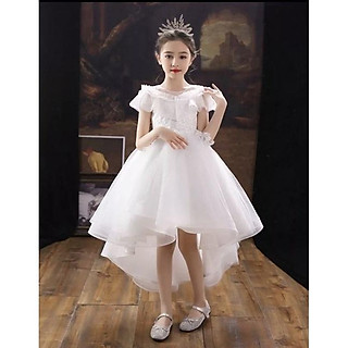Váy đầm công chúa bé gái đuôi tôm sát nách màu trắng DBG085