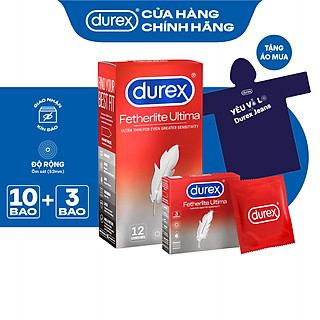 Combo Bao cao su Durex Fetherlite Ultima tặng áo mưa độc quyền Durex