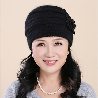 Mũ len lông thỏ nữ cao cấp, nón nồi len cao cấp cho mẹ