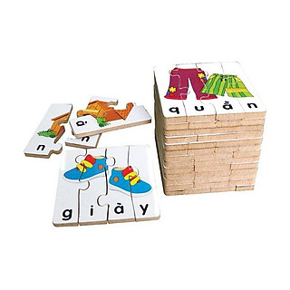 Đồ chơi gỗ bộ ghép hình học chữ tiếng việt 2