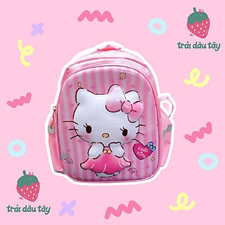 BALO MẪU GIÁO CHO BÉ GÁI ĐI HỌC HÌNH HELLO KITTY MÀU HỒNG (trái dâu tây)