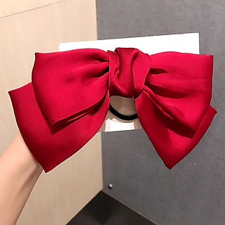 Dây buộc tóc nơ to, kẹp tóc nơ to phong cách tiểu thư điệu đà, nơ buộc tóc vải satin PK21-4-015