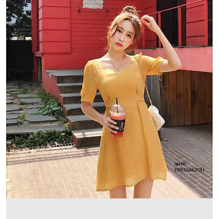 DRESS769 ĐẦM XÒE CỔ CHỮ U THIẾT KẾ