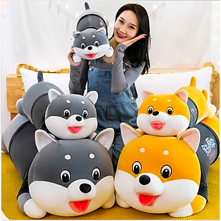 Thú nhồi bông chó husky lè lưỡi dễ thương - Size 90cm đến 1m1 - Quà tặng gấu bông chó husky êm mịn