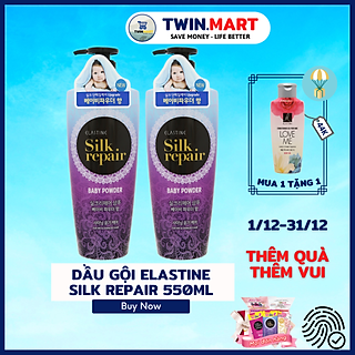 Dầu gội chăm sóc và nuôi dưỡng tóc Elastine Silk Repair 550ml tặng kèm dầu xả Elastine Love me 170ml