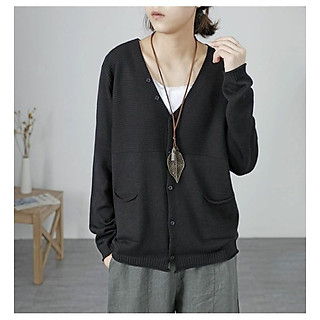 Áo Cardigan len nữ cổ tim phối khuy phong cách Nhật Bản