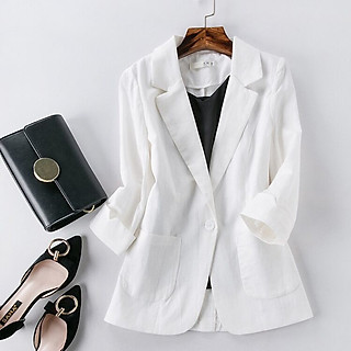 Áo vest blazer nữ Linen tay lỡ xắn trẻ trung