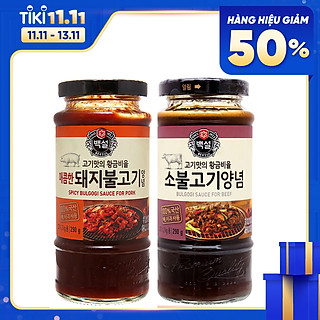 Combo Sốt Ướp BBQ Thịt Heo Bulgogi Beksul 290g Và Sốt Ướp Thịt Bò BBQ Beksul 290g - Nhập Khẩu Hàn Quốc