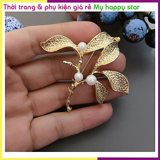 Cài áo thời trang cây lá vàng phối hạt GC215