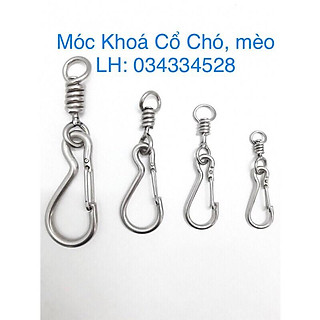 Combo 10 Móc Khoá Cổ Chó - Móc Xích Inox Kèm Chống Xoắn