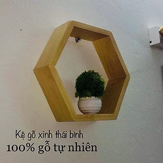 Kệ gỗ trang trí treo tường Lục Giác Mộc
