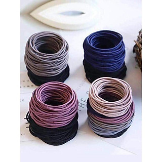 set dây buộc tóc 100 cái, dây cột tóc