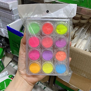 Set 12 màu bột dạ quang, bột dạ quang