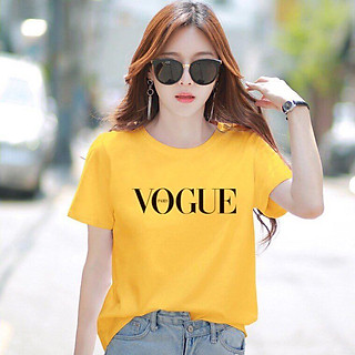 Áo thun nữ cổ tròn form rộng thun cotton 4 chiều phong cách Hàn Quốc in chữ Vogue ( ANU018 )