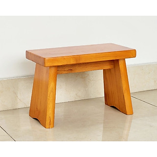 Ghế Đôn Gỗ Cao 23.5cm, Ghế Đẩu Gỗ Cao Su Mặt Chữ Nhật - Hàng VN Xuất Khẩu