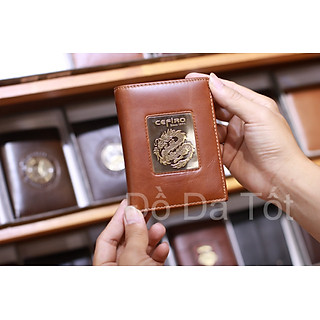 Ví Da Nam Bóp Da Thật Cefiro Dáng Đứng Màu Nâu Vàng