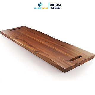 Thớt gỗ loại to BLUEZON có tay cầm, mâm gỗ chữ nhật decor trang trí thức ăn