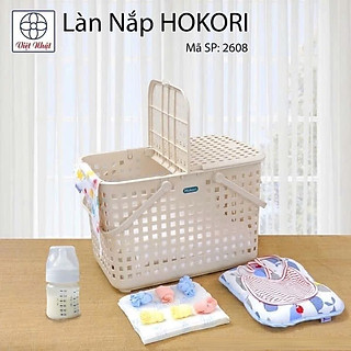 Giỏ đựng đồ sơ sinh hokori (2608), làn nhựa đựng đồ đi sinh nhựa Việt Nhật có nắp