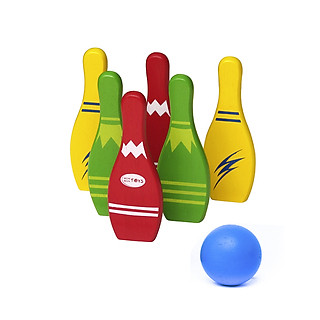 Trò chơi bowling bằng gỗ cho bé - Ném bóng nhiều màu - Đồ Chơi An Toàn