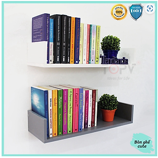 Kệ sách treo tường kiêm kệ decor chữ U  sách gỗ tủ để đựng đỡ kê vở cho bé nhỏ mini giá rẻ trắng Bàn ghế cute