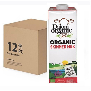 Sữa Tươi Hữu Cơ Tách Béo Tiệt Trùng 0.1% Daioni 1Lit x 12 Hộp